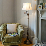 Торшер классического стиля цвета темная бронза с бежевым льяным абажуром Feiss варинант исполнения - 2 | Loft Concept в Орле