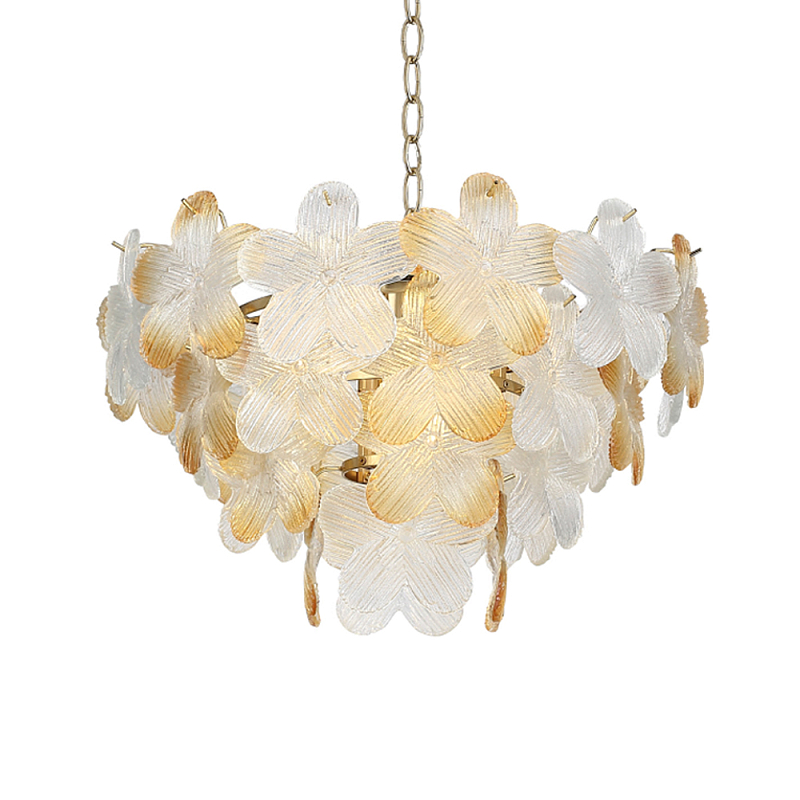 Люстра конусообразная с цветочными мотивами Light Floral Glow Прозрачный Янтарный Золотой в Орле | Loft Concept 