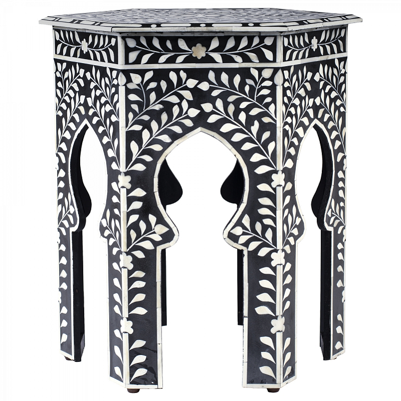 Табурет Inlaid Bone East Черный Белый Табурет Inlaid Bone East Черный Белый в Орле | Loft Concept
