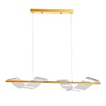 Люстра линейная золотистого цвета с двумя прозрачными волнистыми элементами Wave Line варинант исполнения - 2 | Loft Concept в Орле