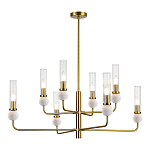 Люстра с 8-ю плафонами в форме стеклянных трубок и мраморных декоративных элементов Montreal варинант исполнения - 7 | Loft Concept в Орле