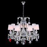 Люстра с 8-ю белыми текстильными абажурами и хрустальными подвесками Lustre Reverie варинант исполнения - 2 | Loft Concept в Орле