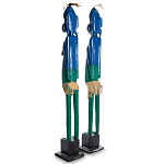 Комплект из 2-х деревянных статуэток Asmat Statuettes Blue Green варинант исполнения - 5 | Loft Concept в Орле