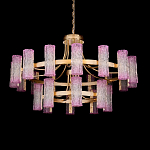 Люстра двухъярусная круглая с текстурными цилиндрическими плафонами Glimpse варинант исполнения - 1 | Loft Concept в Орле