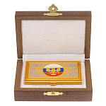 Визитница карманная металлическая с гравюрой Герба России в подарочной коробке Gold Metal Business Card Holders варинант исполнения - 3 | Loft Concept в Орле