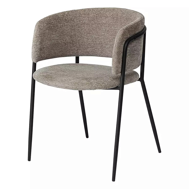 Стул полукруглый с каркасом из металла и мягким сиденьем и спинкой Soft Chenille Черный Капучино  в Орле | Loft Concept 