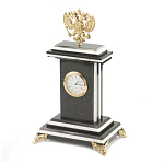 Часы настольные бронзовые с Гербом России из натурального камня Змевик Stone Clock варинант исполнения - 2 | Loft Concept в Орле