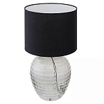Настольная лампа с черным цилиндрическим тканевым абажуром и фактурным прозрачным основанием Black Cone варинант исполнения - 1 | Loft Concept в Орле