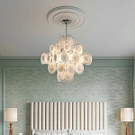 Люстра  с каскадом из круглых декоративных элементов  White Clear Glass Chandelier варинант исполнения - 5 | Loft Concept в Орле