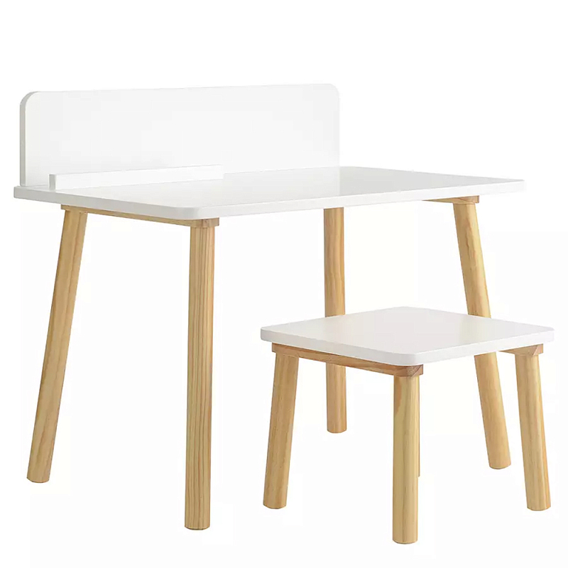 Набор детской мебели белый Childrens Table with Stool Белый Голубой Набор детской мебели белый Childrens Table with Stool Белый Голубой в Орле | Loft Concept