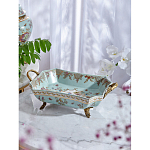 Блюдо прямоугольное из голубого фарфора с ручками и рисунком птиц и цветов Blue Garden варинант исполнения - 2 | Loft Concept в Орле