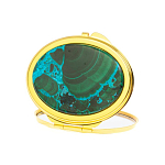 Зеркало карманное складное овальное из натурального камня Малахит с Хризоколлой Gold Stone Mirrors варинант исполнения - 2 | Loft Concept в Орле