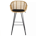 Стул барный с ротанговым плетением Half Bar Chair with Wicker с подлокотниками варинант исполнения - 1 | Loft Concept в Орле