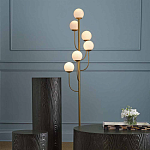 Торшер с 6-ю белыми стеклянными плафонами в форме шаров Gooseneck Pelle Chandelier варинант исполнения - 2 | Loft Concept в Орле