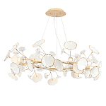 Люстра круглая с белыми лепестками из керамики и прозрачными хрустальными цветками Диаметр 82 см Wintery flovers варинант исполнения - 1 | Loft Concept в Орле