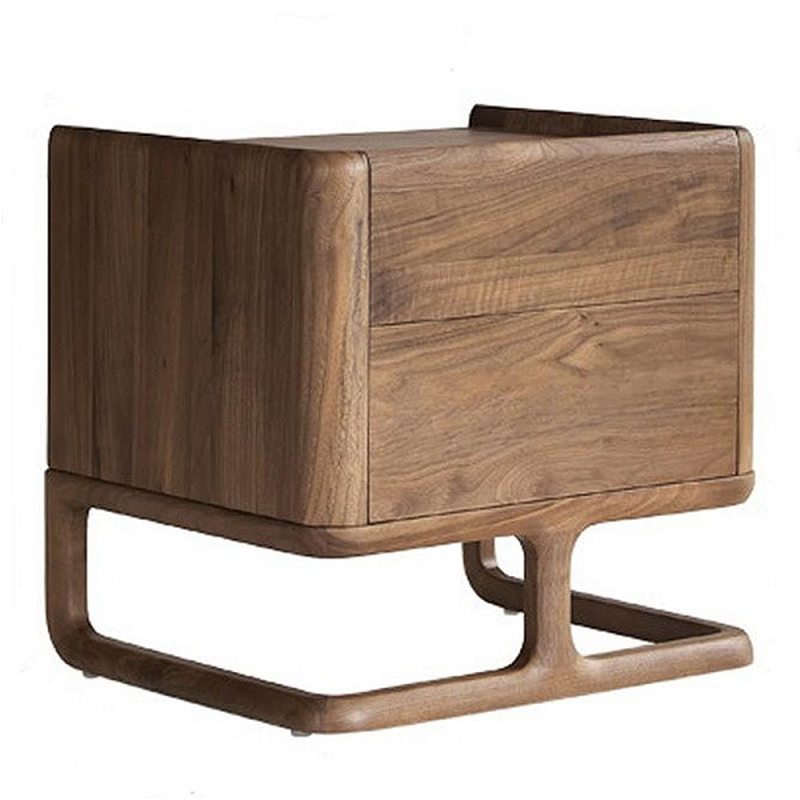 Прикроватный деревянный столик с 2-мя ящиками Moon Walnut Furniture Орех Прикроватный деревянный столик с 2-мя ящиками Moon Walnut Furniture Орех в Орле | Loft Concept