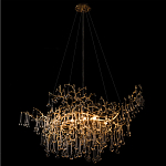 Подвесная люстра в виде ветвей деревьев золотого цвета с прозрачными подвесками-каплями 10 и 14 ламп Droplet Chandelier варинант исполнения - 4 | Loft Concept в Орле