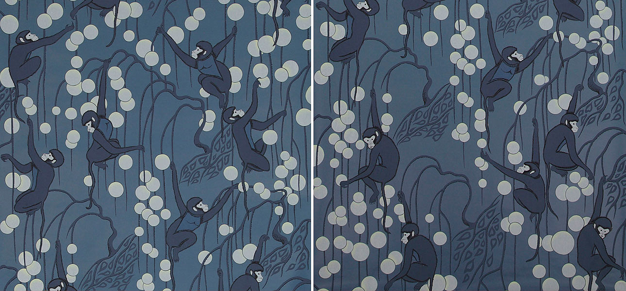 Обои ручная роспись Deco Monkeys Parisian Blue on dyed paper Обои ручная роспись Deco Monkeys Parisian Blue on dyed paper - Loft-Concept в Орле