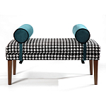 Банкетка Banquette PIED DE POULE с принтом гусиная лапка и синими подлокотниками  варинант исполнения - 1 | Loft Concept в Орле