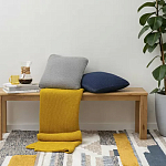 Плед из хлопка жемчужной вязки горчичного цвета Waffle Comfort варинант исполнения - 5 | Loft Concept в Орле