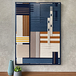 Панно из шнура Синяя геометрическая абстракция wall panel line Blue варинант исполнения - 1 | Loft Concept в Орле