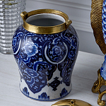 Ваза с насыщенным синим орнаментом и золотой крышкой Blue & White Ornament  варинант исполнения - 4 | Loft Concept в Орле