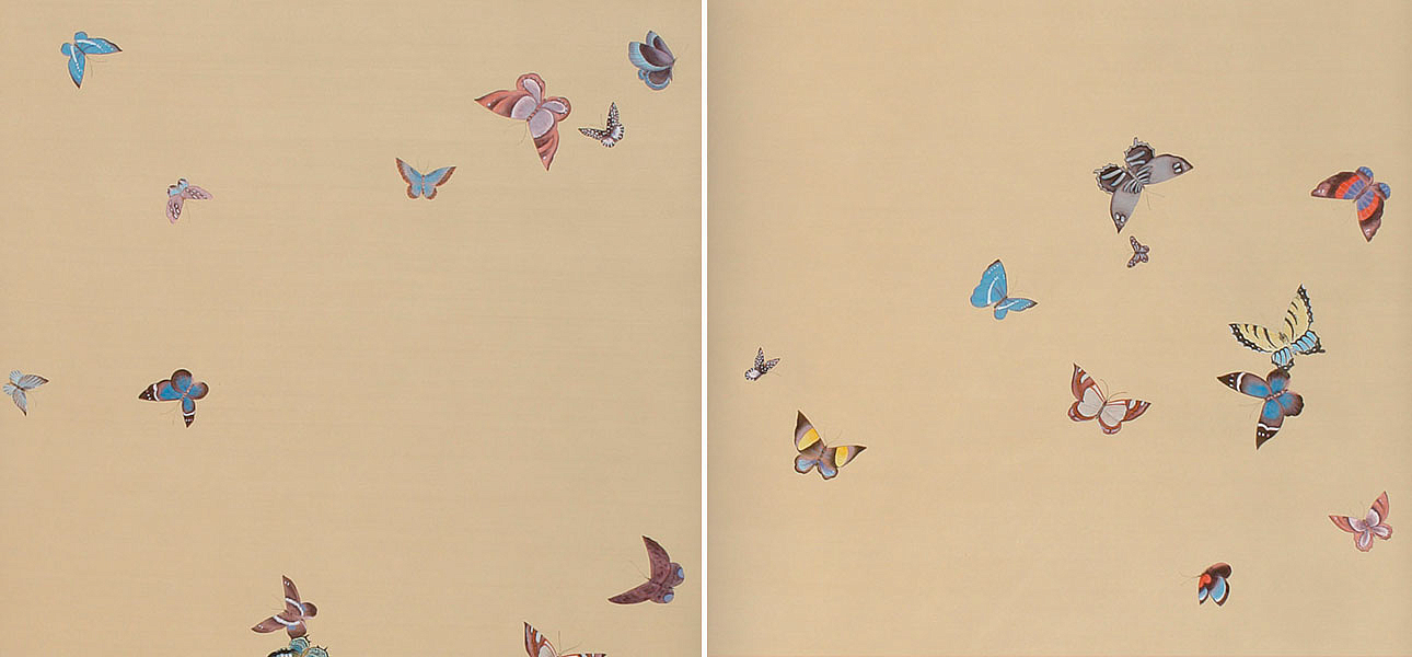 Обои ручная роспись Butterflies Icarus on New Faint Gold metallic silk Обои ручная роспись Butterflies Icarus on New Faint Gold metallic silk - Loft-Concept в Орле