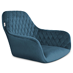 Стул с мягкой синей обивкой из велюра и подъемно-поворотным механизмом на черных колесиках Harper Blue варинант исполнения - 2 | Loft Concept в Орле