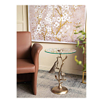 Столик с круглой стеклянной столешницей и корпусом в виде двух павлинов на ветке Table Two Peacocks варинант исполнения - 7 | Loft Concept в Орле