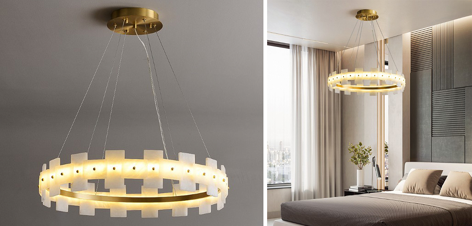Дизайнерская светодиодная люстра с пластинами из натурального мрамора Marble Plates Chandelier Дизайнерская светодиодная люстра с пластинами из натурального мрамора Marble Plates Chandelier - Loft-Concept в Орле