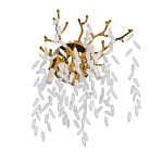 Бра золотого цвета с ветвями и белыми овальными стеклянными подвесками Droplet Chandelier варинант исполнения - 1 | Loft Concept в Орле