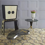 Дизайнерский журнальный столик с круглой столешницей на золотых ножках Risenbix варинант исполнения - 1 | Loft Concept в Орле