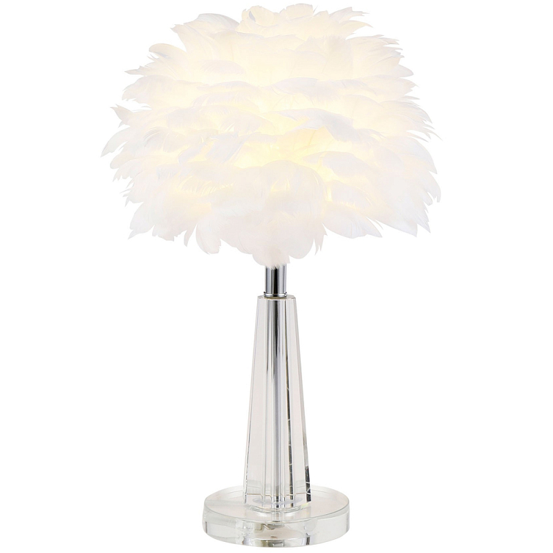 Настольная лампа с перьями Plumage White Table Lamp Прозрачный Белый Хром в Орле | Loft Concept 