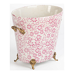 Кашпо из белого фарфора с розовым цветочным орнаментом Eden Garden варинант исполнения - 2 | Loft Concept в Орле