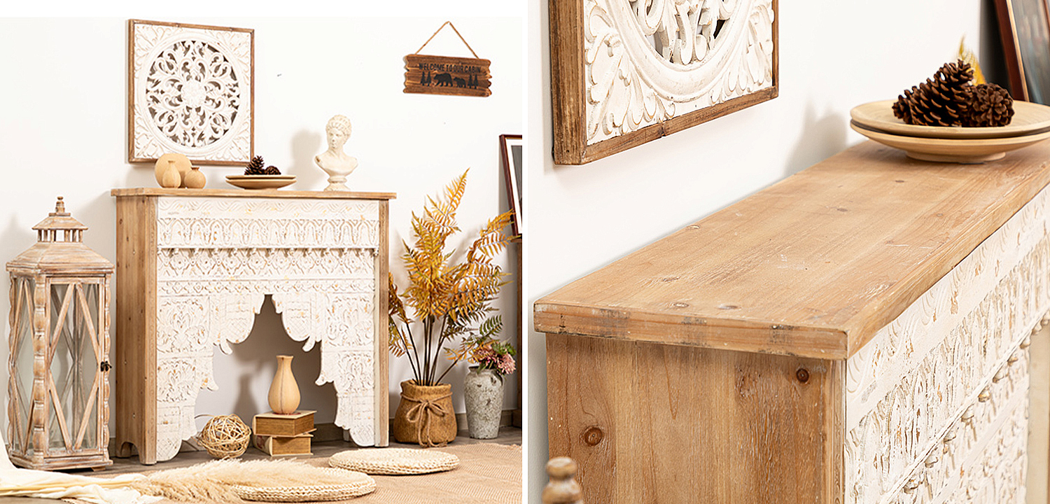 Консоль Indian Antique White Furniture Shakti Console Консоль Indian Antique White Furniture Shakti Console - Loft-Concept в Орле