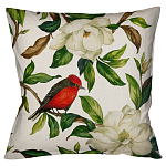 Декоративная подушка бежевая с изображением птиц и цветов Blooming Birds варинант исполнения - 1 | Loft Concept в Орле