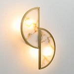 Бра с двумя полукруглыми плафонами из искусственного алебастра в бронзовой оправе Marbella варинант исполнения - 3 | Loft Concept в Орле