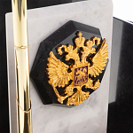 Настольный письменный набор из мрамора и змеевика с гербом России Marble Accessory варинант исполнения - 3 | Loft Concept в Орле