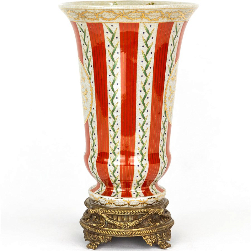 Фарфоровая ваза Red and White Stripes Vase Белый Бронза Красный в Орле | Loft Concept 
