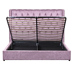 Кровать двуспальная фиолетовая с основанием из массива дерева с мягким изголовьем Velour Beds варинант исполнения - 3 | Loft Concept в Орле