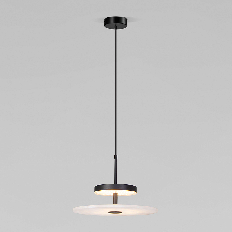 Светодиодный подвесной светильник черный с мраморным рассеивателем Черный Белый Мрамор Bianco в Орле | Loft Concept 