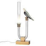 Настольная лампа с прозрачной трубкой и декоративной фигуркой птицы на бронзовой подставке Ganthea варинант исполнения - 2 | Loft Concept в Орле