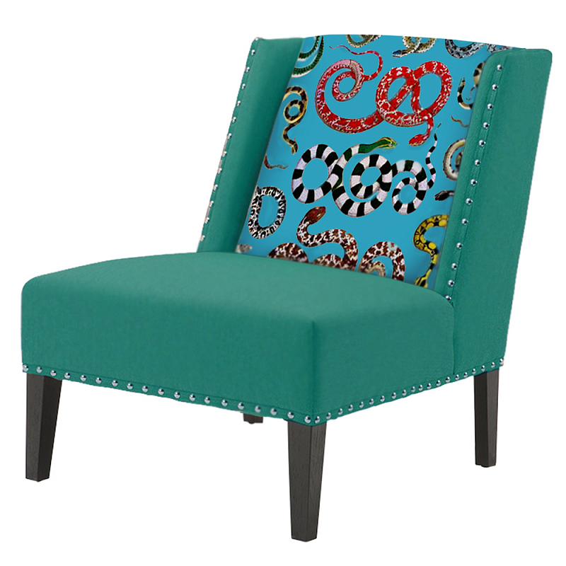 FUN Armchair Snakes Turquoise Дизайнерское кресло с цветным принтом Бирюзовый FUN Armchair Snakes Turquoise Дизайнерское кресло с цветным принтом Бирюзовый в Орле | Loft Concept