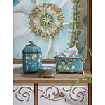 Салфетница прямоугольная голубого цвета с цветами и бабочками Blue Garden варинант исполнения - 2 | Loft Concept в Орле