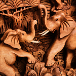 Панно из дерева пять слонов Panel With Animals варинант исполнения - 4 | Loft Concept в Орле