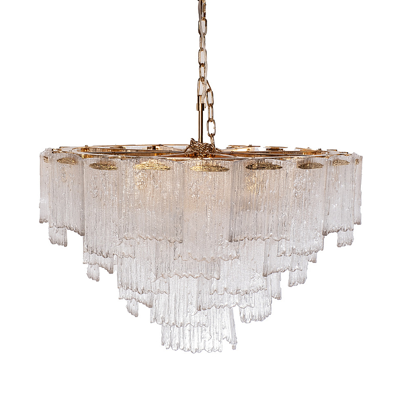 Люстра подвесная круглая из рифленого стекла Fluted Glass Chandelier Золотой Прозрачный Люстра подвесная круглая из рифленого стекла Fluted Glass Chandelier Золотой Прозрачный в Орле | Loft Concept