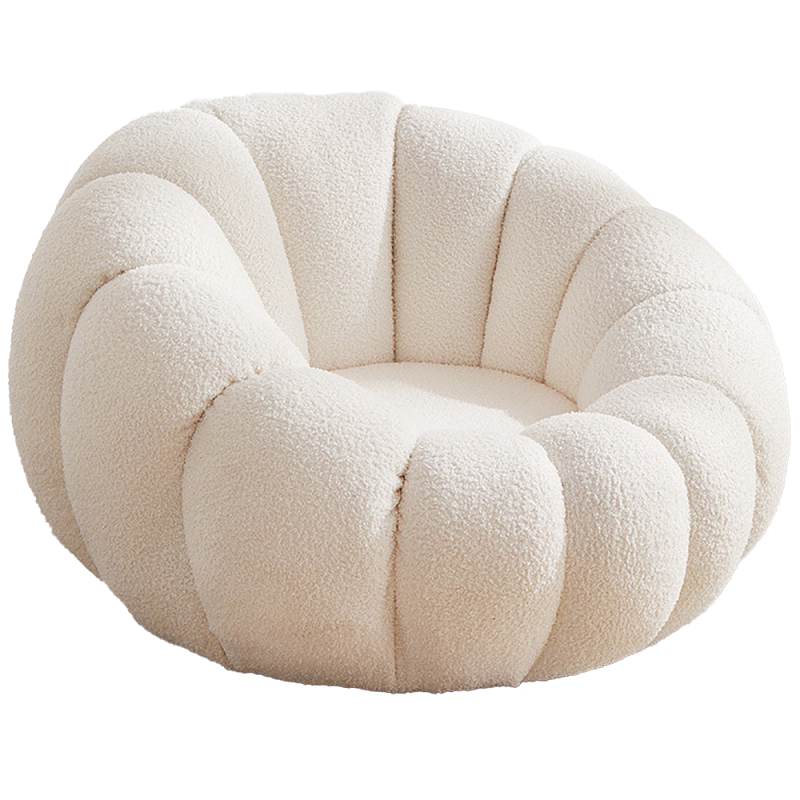 Круглое мягкое кресло с обивкой букле Harrett Boucle Armchair Молочный Круглое мягкое кресло с обивкой букле Harrett Boucle Armchair Молочный в Орле | Loft Concept