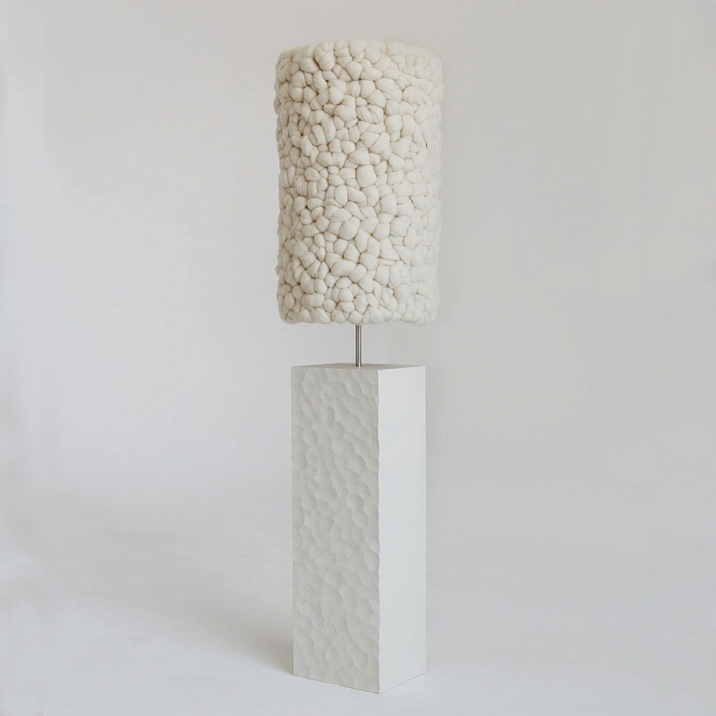 Торшер белый с вязаным абажуром Woolen Floor Lamp Белый Торшер белый с вязаным абажуром Woolen Floor Lamp Белый в Орле | Loft Concept