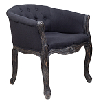 Кресло низкое в стиле прованс Черный Лен Louis French Armchair  варинант исполнения - 1 | Loft Concept в Орле