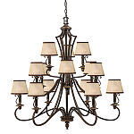 Люстра бронзового цвета с бежевыми абажурами из органзы в классическом стиле Hinkley варинант исполнения - 1 | Loft Concept в Орле